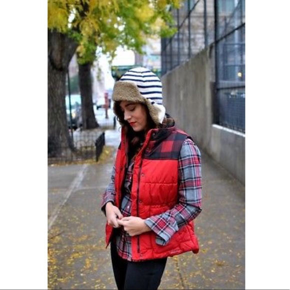 Eddie Bauer Buffalo Check Puffer Vest 